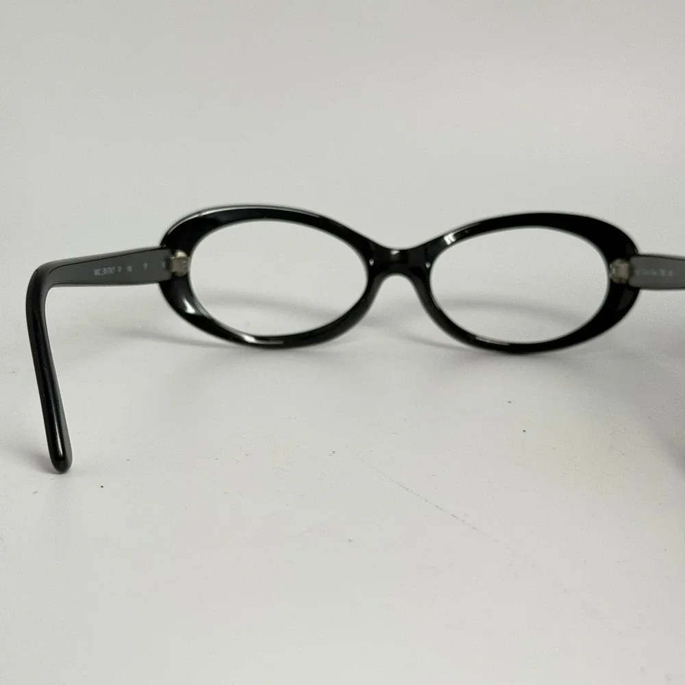 Calvin Klein 736S 090 Black Oval Cat Eye Eyeglass Frames Made in Italy 140mm